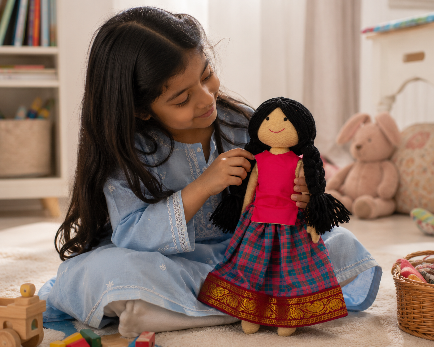 Tara Handmade Cloth Doll - Pink - Image 4